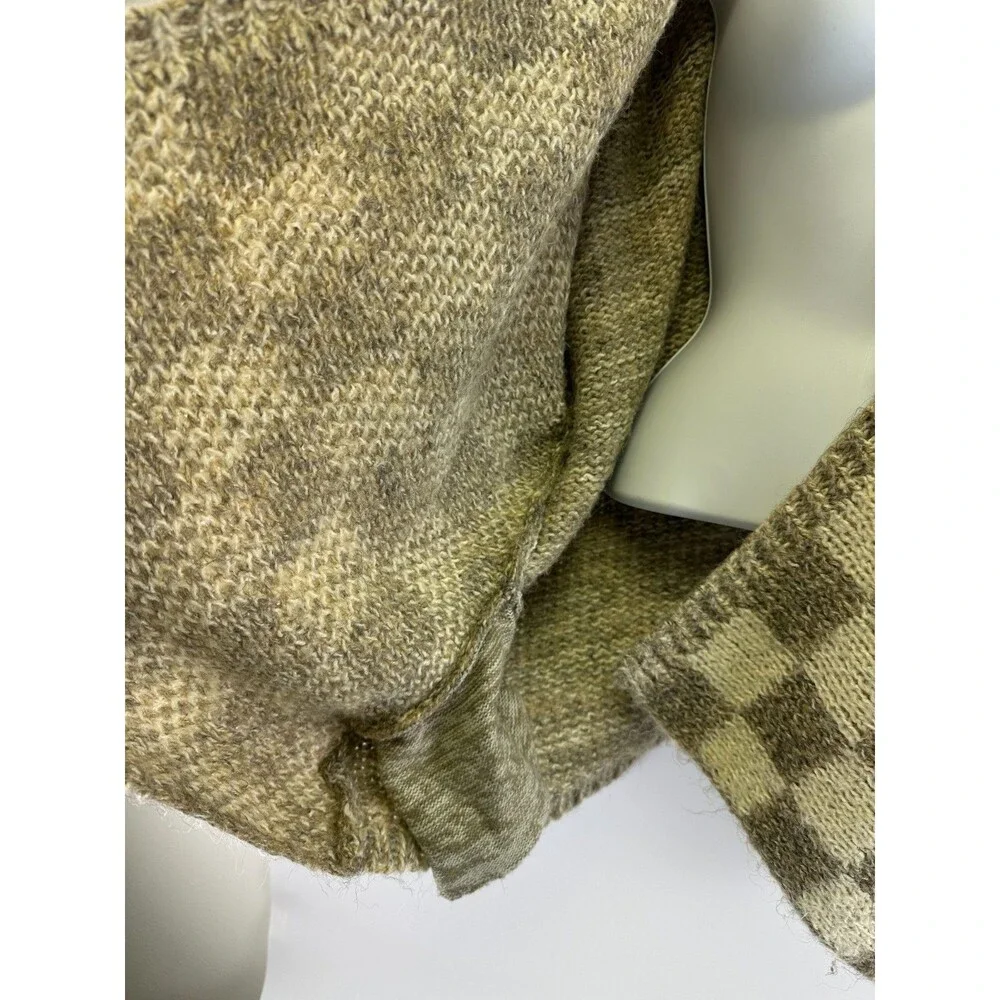 Grade And Gather Checkered Sweater Cardigan Open Chunky Heavy Knit Small Medium - Picture 6 of 16